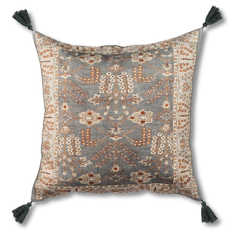 Printed Cotton Cushion - Slate