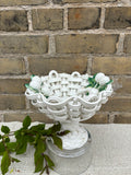 Vintage Ceramic Woven Pedestal Basket