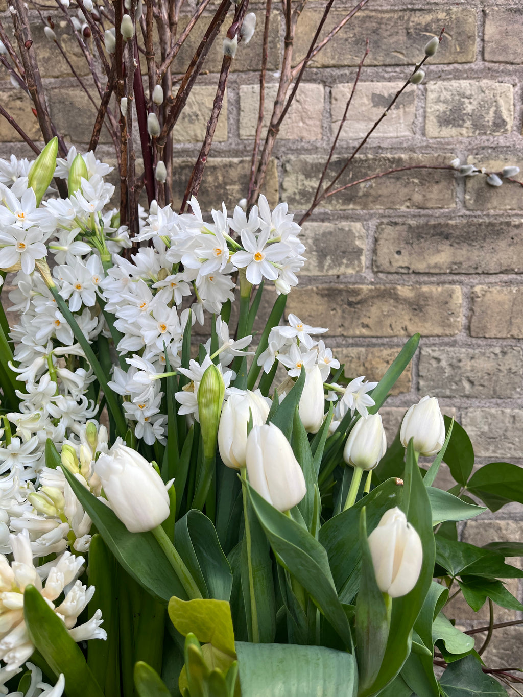 White Spring Exterior Planter