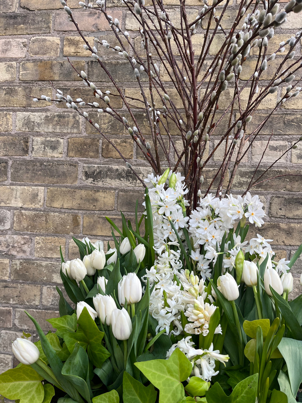 White Spring Exterior Planter