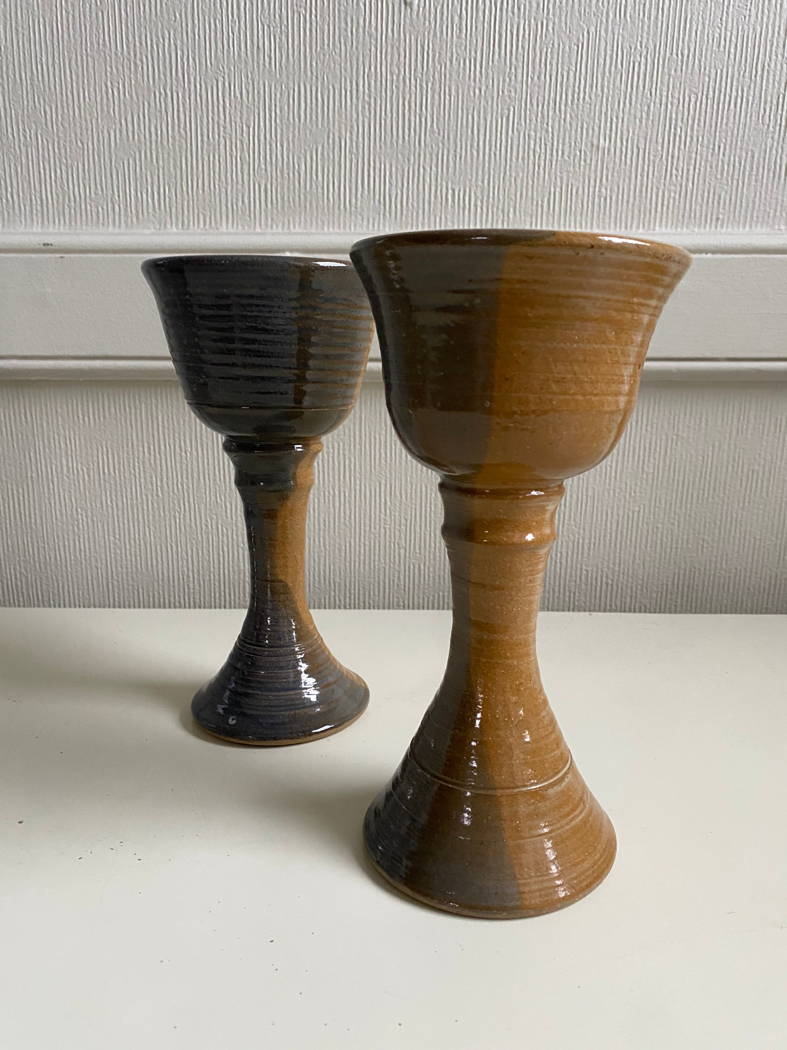Vintage Ceramic Mustard Chalice Pair
